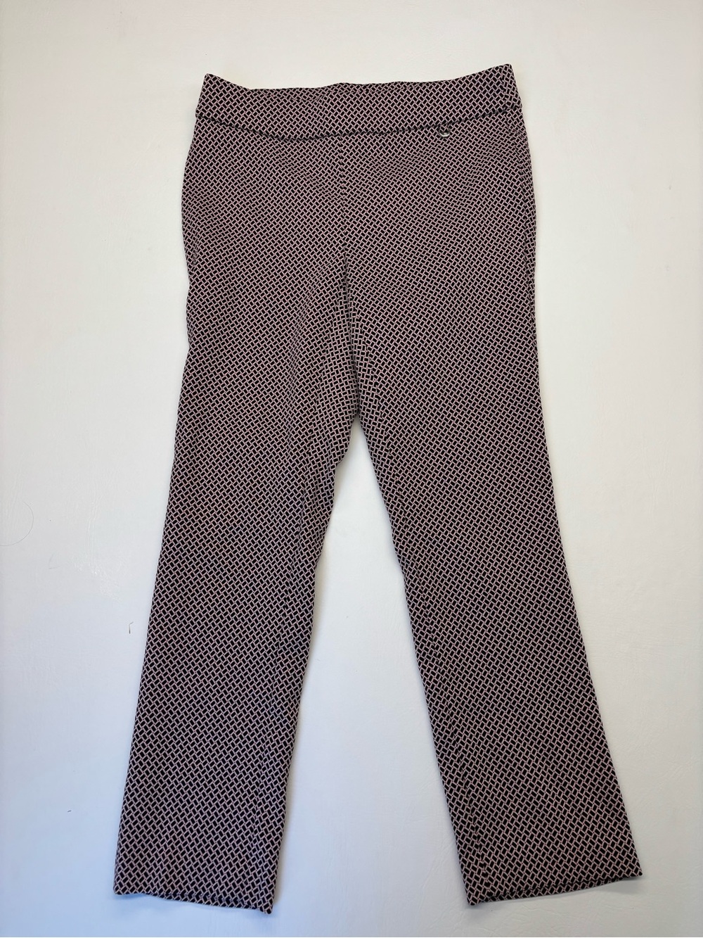 Rafaella Pink and Black Geometric Straight-Leg Pants